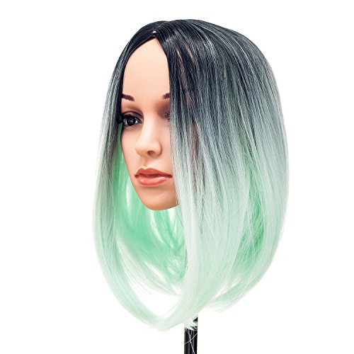 SWACC Ombre Colors Short Hair Costume Wigs Straight Bob Wig for Cosplay Party