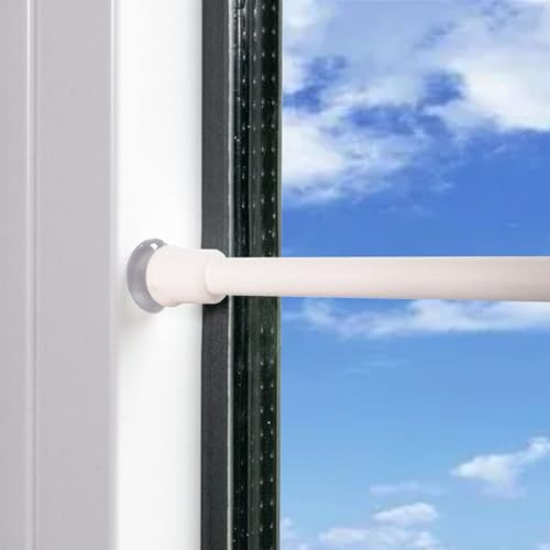 2 Pieces Clamping Rod for Curtains, Tension Rod, No Drilling, Curtain Rod Extendable Telescopic Rod for Clamping, for Curtains, Cabinets, DIY Shelf - White (58-85 cm)