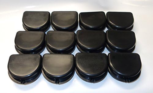 Dental Orthodontic 12 Retainer Denture Mouth Guard Case Bleach Tray Box ASSORTED (Black)