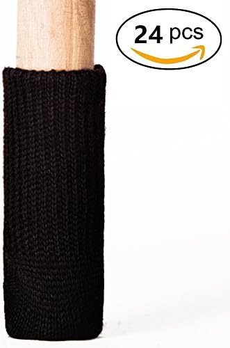 24 PCS Chair Leg Socks Knitted Furniture Socks - Chair,Floor Protectors for avoid scratches - Furniture Pads for Moving Easily and Reduce Noise (black-1)