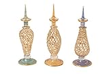 CraftsOfEgypt Genie Blown Glass Potion Potions Decorative Miniature Decorative Egyptian Perfume Bottles Set of 3pc 6 inch (16 cm)
