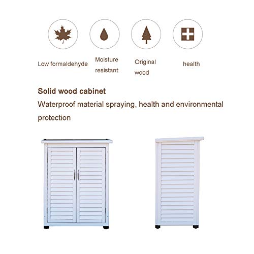 ZHOUAICHENG Gartenschrank Outdoor Rasenschrank Wasserdicht Sonnenschutz Doppeltür Schrägplatte Ölfilzdach… – Bild 6