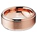 Tungsten Wedding Band Ring 8mm for Men Women Comfort Fit 18K Rose Gold Plated Plated Beveled Edge Brushed Polished