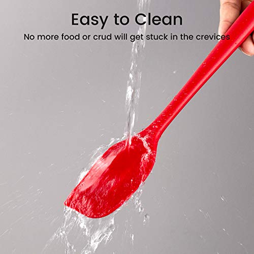 Silicone Spatula Set, Heat Resistant Kitchen Spatulas for Non-Stick Cooking and Baking, Seamless One Piece Design, Flexible Spatula, Dishwasher Safe, Rubber Spatula Set of 5 (Red)