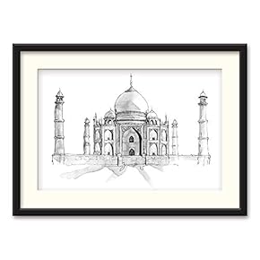 Black Framed Canvas Wall Art Architectural Drawing Home Artwork Decoration for Living Room, Bedroom - 23x31 inches