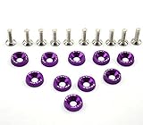 Amooca Purple Password JDM Aluminum Alloy Fender Bumper Engine Dress Up Washers Kit with Bolts 10Pcs