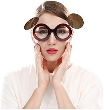 Flip Up Sunglasses for Women Steampunk Retro Round VIVIC (Tawny)
