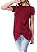 levaca Womens Short Sleeve Loose Tops Solid Basic Twist Front Casual T Shirts