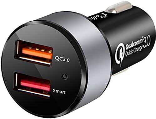 ALFRAN Car Charger Adaptor Qualcomm QC 3.0, 3A+2.4A Dual USB Port, for iPhone X/8/8 Plus/7/7Plus/6/6 Plus, iPad Pro/Air/mini, Android Tablet, Galaxy S8/S7/S6/Edge, Nexus, HTC, Huawei, Nokia, LG, Black