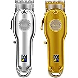 Máquina de Cortar Cabelo Profissional Sem fio Com Display kemei KM1986 (dourado)