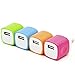 Omni Travel Charger Adapter  Lot 2 2-Tone USB AC Universal Power Home Wall Travel Charger Adapter for iPhone 6 plus 4 4S 5 Samsung HTC, 4 Piece