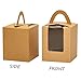Yotruth Pop-up Cardboard Individual Cupcake Boxes Kraft Paper 100 Sets with Window Insert and Handle