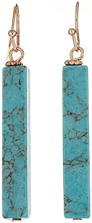 [Handmade Minimalist Natural Stone Bar Earrings] Turquoise (2/5)