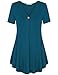bebonnie Tunic Tops for Leggings for Women, Ladies Casual Plain Long Simple T Shirt Tunic Dress Dark Cyan M