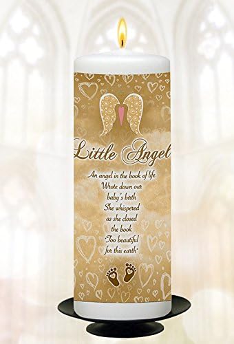 Little Angel Remembrance Candle with special verse An angel in the book of life Wrote down our baby's birth. She whispered as she closed the book Too beautiful for this earth (Gold Candle)