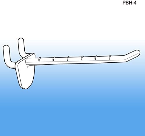 4" Peg Board and Slatwall Hook, PBH-4, Pack of 50