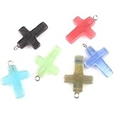 20x Mixed Color Lampwork Glass Crosses Charms Findings Fit Jewelry Making