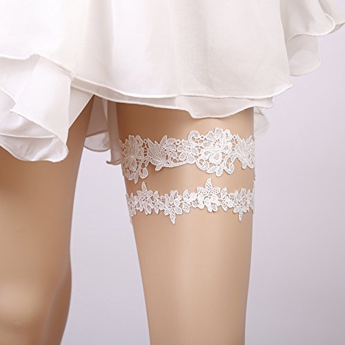 White Lace Garter Set Wedding Garters for Bride Bridal Garter Plus Size for Prom