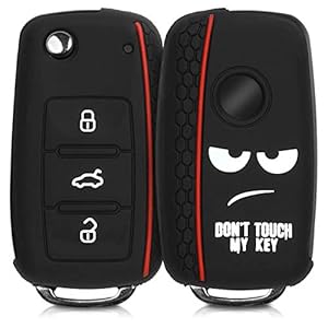 kwmobile autosleutel hoesje compatibel met VW Skoda Seat 3-knops autosleutel – Autosleutel behuizing in wit/zwart/rood…