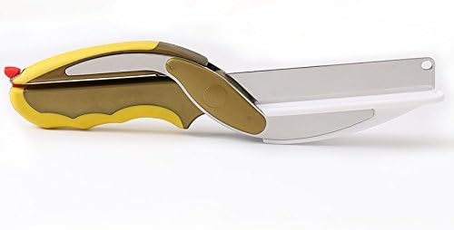 2-in-1 Clever Food Cutter Smart Kitchen Chopper Knife with Cutting Board,Vegetable Slicer Chopper,Kitchen Knife - Replace your Kitchen Knives and Cutting Boards