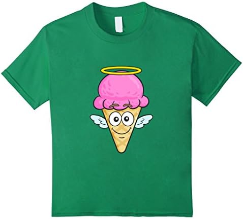 unisex-child Angel Emoji T-Shirt (Ice Cream Cone With Halo) 4 Kelly Green
