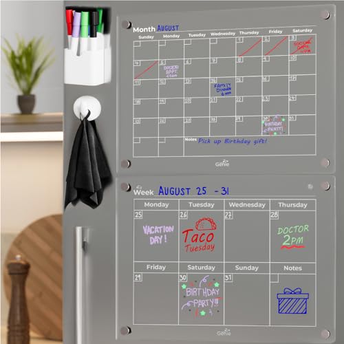 Home Genie Acrylic Magnetic Clear Calendar Set for Fridge, 16