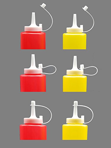 JVLM Home Ketchup & Mustard Dispenser Condiment Set with Cap Refillable Yellow Red Bottles 13 oz