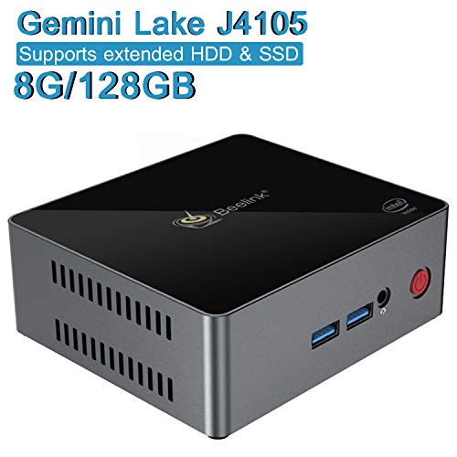 Mini PC, Beelink X45 Intel GEMINI LAKE J4105 Processor 8GB/128GB SSD Mini Computer, Supports 4K@60Hz/ 2.5” HDD & SSD/Dual HDMI/Dual WiFi/Gigabit Ethernet, Mini Computer Support Auto Power On