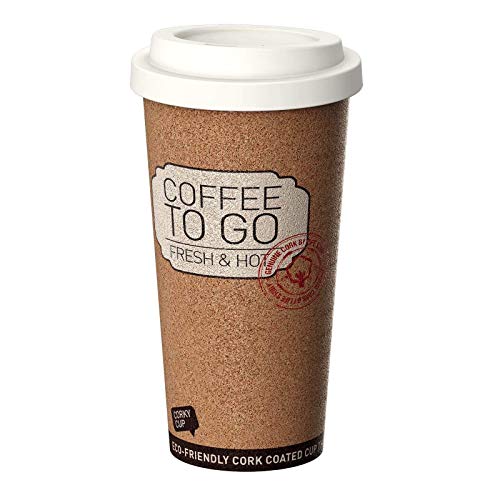 Reusable Insulated Cork Coffee To Go Mug for Travel and Work - 16 Ounces ANTI-BACTERIAL & ANTI-SLIP Coffee/Tea Mug - Thumbnail 4
