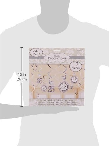amscan International Silver Anniversary Hanging Swirl Decorations, Pack of 12 - Image 5