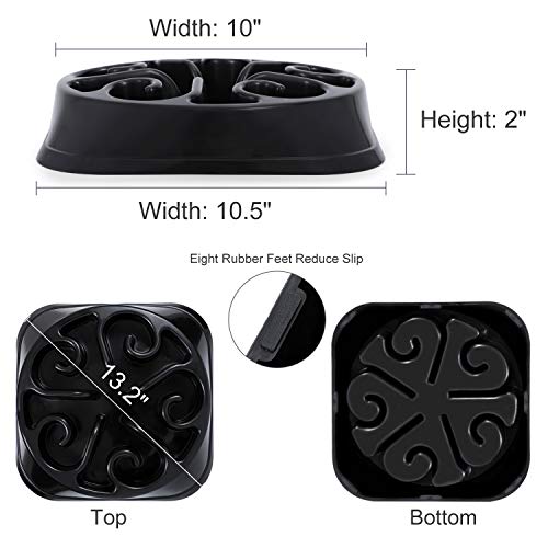 JASGOOD Large Dogs Bowl,Fun Slow Feeder Dog Bowl,Anti-Gulping Dog Slow Feeder Stop Bloat,Eco-Friendly Durable Big Pet Bowl(A-Black)