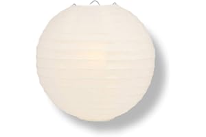 Quasimoon PaperLanternStore Decorative Paper Lantern - (Single, 20-Inch, Beige/Ivory, Even Ribbing) Round Paper Lantern - Ideal Wedding and Party Decor or Home Accent, Lighting Optional