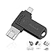 USB Flash Drive 128GB PhotoStick for iPhone Memory Stick External Storage USB C Thumb Drive 3in1 Richwell Compatibl iPhone iPad iOS MacBook USB C Android and Computers(Black128G-PGUC)