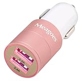 Meagoes Fast USB Car Charger Adapter (4.8A / 24W), with Dual Smart Ports for Apple Iphone 7/6s/6/Plus/5s/5c/5, Ipad, Ipod, Samsung Galaxy S8/S8+/S7/S6/Edge/S5/S4 ,Note, LG, HTC, and More [Rose Gold]