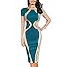 Goddessvan Women's Short Sleeve Patchwork Slim Bodycon Business Pencil Dress
