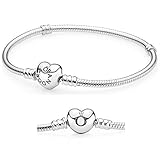 Pandora Bracelet 925 Sterling Silver 8.3 inch 21 cm Heart Clasp Bracelet (with original box) AND 2 charms gift)