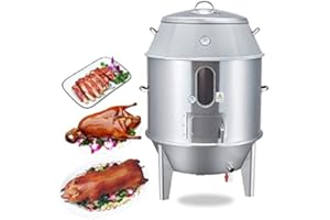 Commercial Stainless Steel Dual Fuel Roaster Oven for Ribs, Lamb, Chicken, and Duck - Propane Gas & Charcoal Cooking Machine 