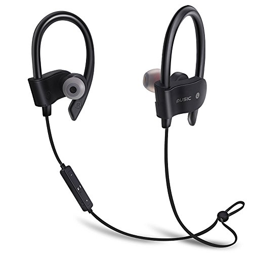 Bluetooth Headphones, Best Wireless Sports Earphones w/Mic IPX7 Waterproof HD Stereo Sweatproof Earbuds for Gym Running Workout 8 Hour Battery Noise Cancelling Headsets-(Black)