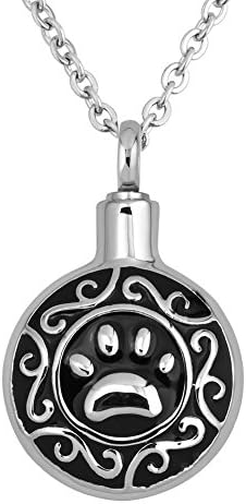 Pet Dog/Cat Paw Black Cremation Urn Necklace Pendant Memorial Ash Keepsake Cremation Jewelry