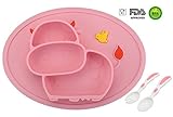 Baby Silicone Placemat, Non-Slip Feeding Plate for Toddlers Babies Kids with Strong Suction Fits Most Highchair Trays BPA-Free FDA Approved, Dishwasher and Microwave Safe
