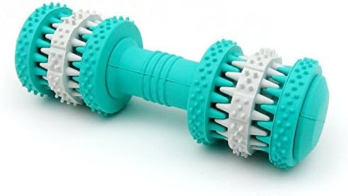 FastEngle Dog Chew Toys, Toothbrush Toy, Dog Dumbbell (Bone),Ball Shape Dental Care Toys Cleans Mouth Hygiene Soft Rubber Tongue Gum Massage Non-Toxic Pet Training/Playing/Chewing (Dumbbell, S)