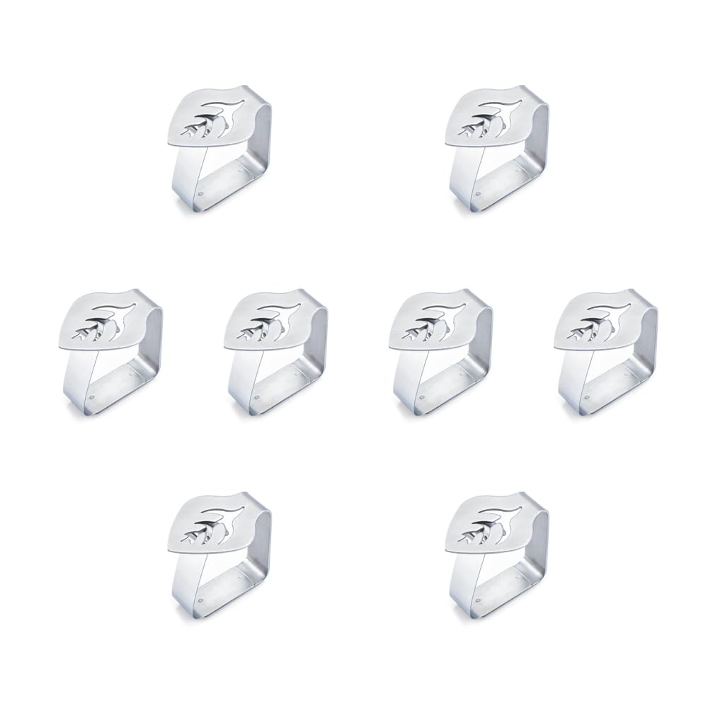 MiOYOOW 8PCS Table Cloth Holder Clips, Heavy Duty Stainless Steel Picnic Table Cover Clamps Decorative Cover Pin for Party Wedding Restaurant Camping