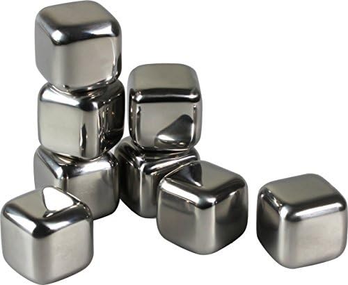 Tuscani 8 Stainless Steel Reusable Ice Cubes with Tongs by HealthPro
