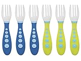 Gerber Stainless Steel Tip Kiddy Cutlery Forks - 6 Pack, Blue/Green
