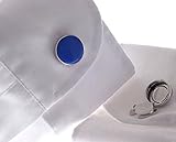 Blue & Silver Button Covers - 0.7 inch x 2 (Cufflinks for Regular Shirts)