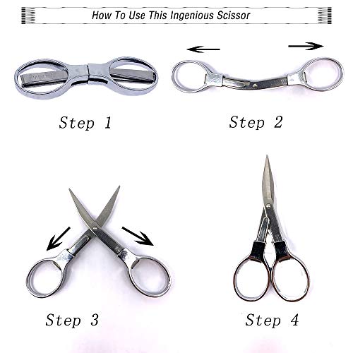2Pcs Folding Scissors, Slip-N-Snip Scissors, Stainless Steel Telescopic Cutter Used for Home Office, Safety Portable Travel Trip Scissors - Thumbnail 3