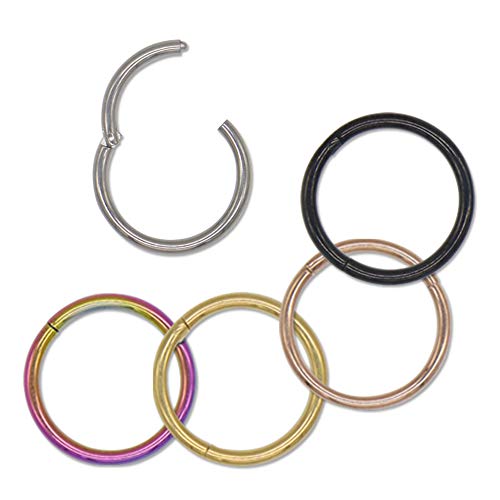Nose Ring Hoop G23 Titanium Body Piercing Jewelry for Women Girls(Silver, 1.0×10)