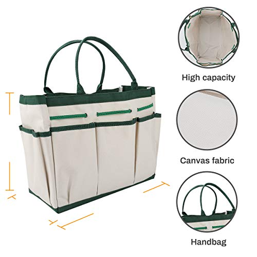 LINGSFIRE Gardening Tools Set Garden Tools Organizer Tote Bag 9 Piece Garden Supplies Tool Set Ergonomic Gardening Hand Tools Kit Garden Accessories Gift Set with Garden Digging Claw Gloves (9PCS)