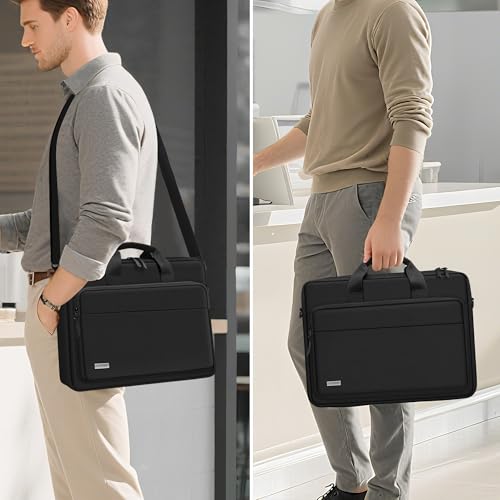 TECOOL 17 Inch Laptop Bag Shoulder Bag for 17-17.3 Inch Lenovo Acer ASUS Dell HP Samsung Notebook 17-17.3 Inch Shoulder Bag Waterproof Briefcase Men's Notebook Bag Business Laptop Bag, Black