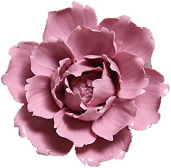 Handmade Ceramic Flowers 3D Wall Decor Ornaments for TV Sofa Background Living Room (Small, Pink)